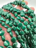 Malachite Coin Beads • 8 mm Size • Length  40 cm - AAA Quality • Natural Malachite Beads