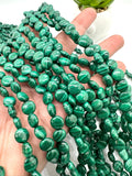 Malachite Coin Beads • 8 mm Size • Length 40 cm - AAA Quality • Natural Malachite Beads