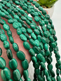 Malachite Oval Beads • 6x8 mm Size • Length  40 cm - AAA Quality • Natural Malachite Beads