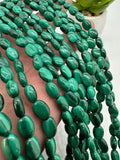 Malachite Oval Beads • 6x8 mm Size • Length 40 cm - AAA Quality • Natural Malachite Beads