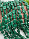 Malachite Oval Beads • 10X14 / 12X16 mm Size • Length 40 cm - AAA Quality • Natural Malachite Beads