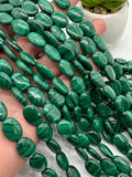 Malachite Oval Beads • 10X14 / 12X16 mm Size • Length  40 cm - AAA Quality • Natural Malachite Beads