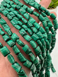 Malachite Rectangle Beads • 6x8 mm Size • Length  40 cm - AAA Quality • Natural Malachite Beads