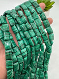 Malachite Rectangle Beads • 10X14 mm Size • Length  40 cm - AAA Quality • Natural Malachite Beads