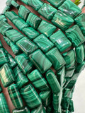 Malachite Rectangle Beads • 10X14 mm Size • Length 40 cm - AAA Quality • Natural Malachite Beads