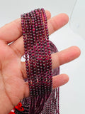 Garnet Round 3.5MM Beads , AA Quality, 16 Inch Length. Garnet Round.