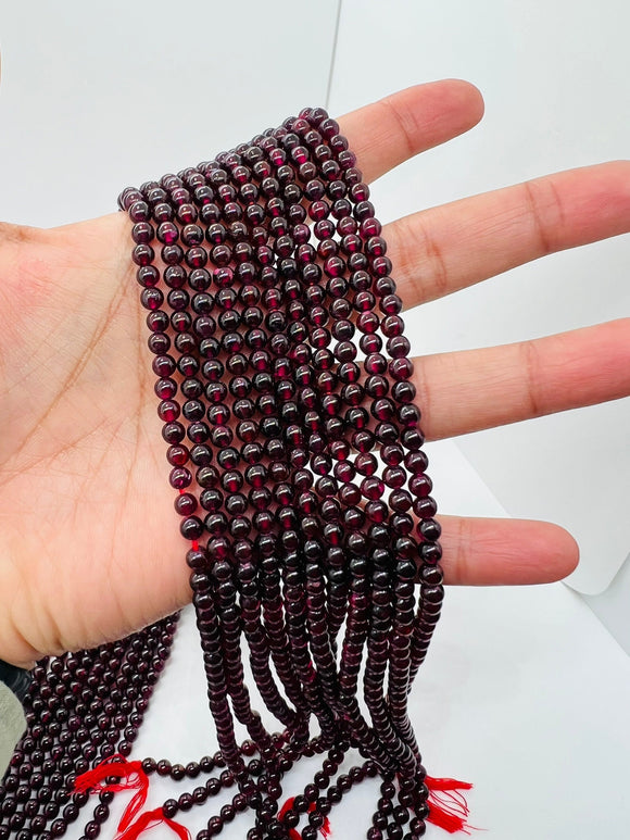 Garnet Round 4-4.5MM Beads , AA Quality, 16 Inch Length. Garnet Round.