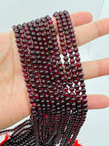 Garnet Round 4-4.5MM Beads , AA Quality, 16 Inch Length. Garnet Round.