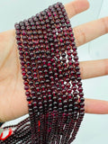 Garnet Round 4-4.5MM Beads , AA Quality, 16 Inch Length. Garnet Round.