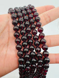 Garnet Round 8MM Beads , AAA Quality, 16 Inch Length. Garnet Round.