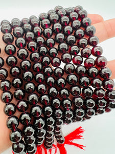 Garnet Round 8MM Beads , AAA Quality, 16 Inch Length. Garnet Round.