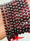 Garnet Round 7MM Beads , AAA Quality, 16 Inch Length. Garnet Round.