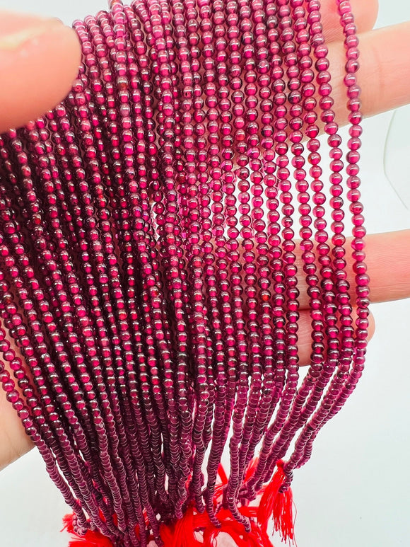 Garnet Round 2-2.5 MM Beads , AAA Quality, 16 Inch Length. Garnet Round.