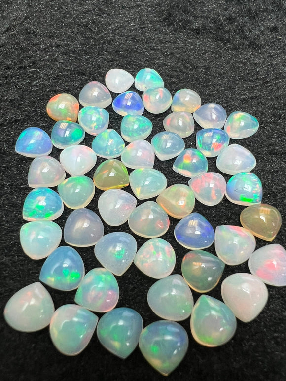 8MM Ethiopian Opal Heart Shape Pack 1 Pcs- AAA Quality Opal Cabochon - Ethiopian Opal Heart Shape Cabochon