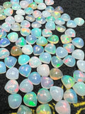 7MM Ethiopian Opal Heart Shape Pack 2 Pcs- AAA Quality Opal Cabochon - Ethiopian Opal Heart Shape Cabochon