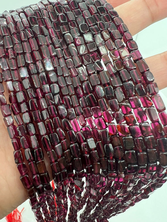 Garnet Rectangle shape beads, Size 3X5MM, length 16 Inch strand, AAA Quality, Red Garnet, Origin India, red garnet beads, Garnet fancy shape