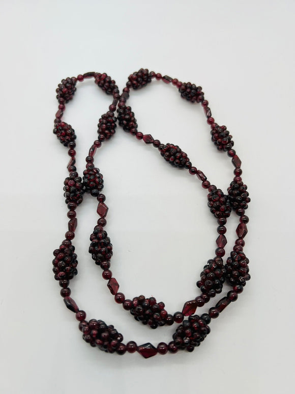 Garnet hand Made necklace with Big ball and round beads. Garnet fancy shape , length 28