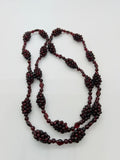 Garnet hand Made necklace with Big ball and round beads. Garnet fancy shape , length 28"