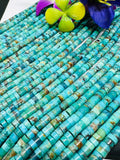 Turquoise Heishi 4MM  Beads ,Genuine Stone , Length in 16 Inch ,green Turquoise Heishi Beads, Quality AAA