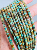 Turquoise Heishi 4MM  Beads ,Genuine Stone , Length in 16 Inch ,green Turquoise Heishi Beads, Quality AA