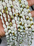 Shiva Shell Oval shape Beads - 8X10mm Size • AAA Quality• Length 40 cm • Shiva Shell oval Beads  • Shiva Shell Beads