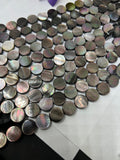 Black Mother of Pearl Coin Beads • 12 mm Size • 40 cm length • AAA Quality • Natural Black Mother of Pearl Doublet coin Beads