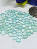 4x6MM Chalcedony Peru Oval Cabs, Pack of 10 Pcs.- Chalcedony Cabochons, gemstone cabs. Aqua Chalcedony.