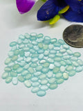 4x6MM Chalcedony Peru Oval Cabs, Pack of 10 Pcs.- Chalcedony Cabochons, gemstone cabs. Aqua Chalcedony.