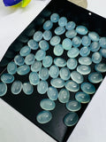 Chalcedony 6X8 MM Oval Cabs, Pack of 6 Pcs.- Chalcedony Cabochons, gemstone cabs. Aqua Chalcedony, heat treatment