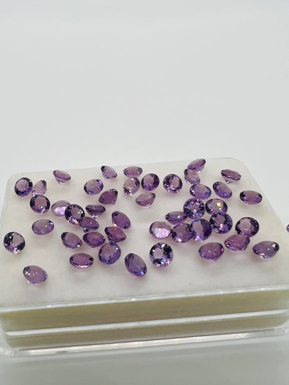 Pink Amethyst 4MM Round cut stone Pack of 6 Pc - Natural Amethyst loose Stones - Amethyst Faceted round shape