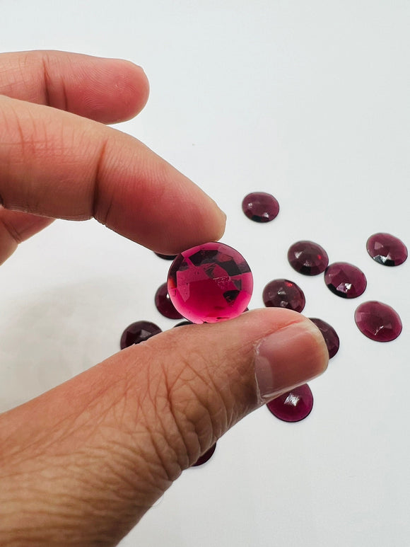 14MM Garnet  Rose Cut - Pack of 1 Pcs  Garnet Faceted Flat Polki -  AAA Quality- Best for Jewelry making- One Side Cutting and one side flat