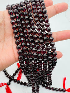 7MM Garnet Round Beads , AA Quality, 16 Inch Length. Garnet Round.