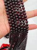 Garnet Round 6-6.5 MM Beads , AA Quality, 16 Inch Length. Garnet Round.