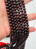 Garnet Round 6-6.5 MM Beads , AA Quality, 16 Inch Length. Garnet Round.