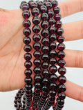 Garnet Round 7MM Beads , AAA Quality, 16 Inch Length. Garnet Round.