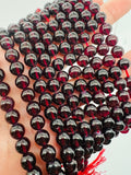 Garnet Round 7MM Beads , AAA Quality, 16 Inch Length. Garnet Round.