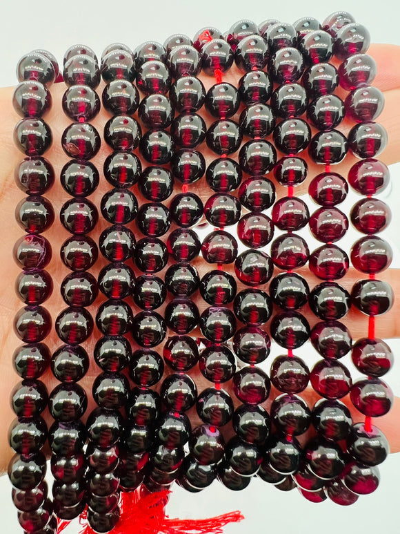 Garnet Round 7MM Beads , AAA Quality, 16 Inch Length. Garnet Round.