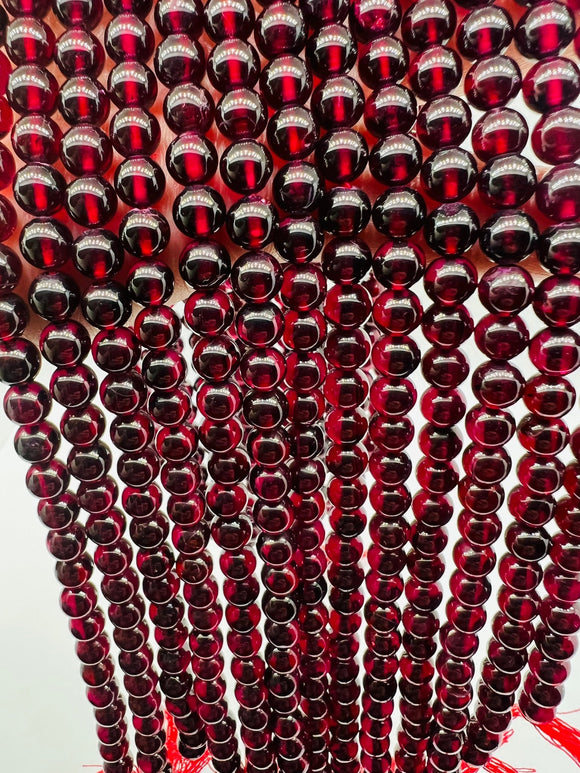 Garnet Round 5-5.5 MM Beads , AAA Quality, 16 Inch Length. Garnet Round.