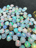 7MM Ethiopian Opal Heart Shape Pack 2 Pcs- AAA Quality Opal Cabochon - Ethiopian Opal Heart Shape Cabochon