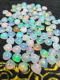 7MM Ethiopian Opal Heart Shape Pack 2 Pcs- AAA Quality Opal Cabochon - Ethiopian Opal Heart Shape Cabochon