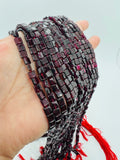 Garnet Square beads, Size 5-6MM, length 16 Inch strand, AAA Quality . Red Garnet shape . Origin India, red garnet beads, Garnet fancy shape