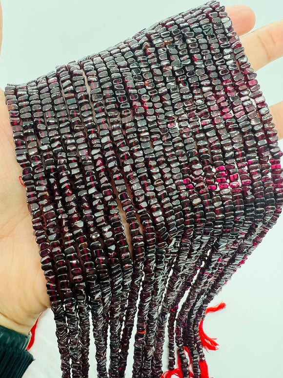 Garnet Square beads, Size 4-5 MM, length 16 Inch strand, AAA Quality . Red Garnet shape . Origin India, red garnet beads, Garnet fancy shape