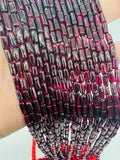 Garnet Tube shape beads, Size 3X6 MM, length 16 Inch strand, AAA Quality, Red Garnet, Origin India, red garnet beads, Garnet fancy shape