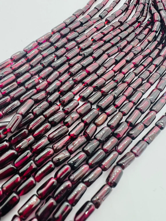 Garnet Tube shape beads, Size 3X6 MM, length 16 Inch strand, AAA Quality, Red Garnet, Origin India, red garnet beads, Garnet fancy shape