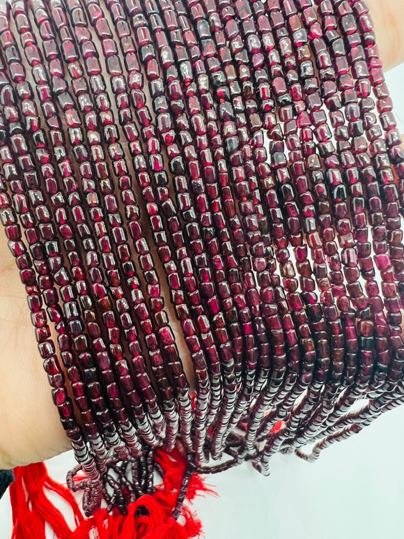 Garnet small Tube shape beads, Size 3X3 MM, length 16 Inch strand, AAA Quality, Red Garnet, red garnet beads, Garnet fancy shape