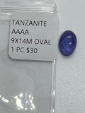 Tanzanite Oval 9X14MM Cabochon - AAAA Quality Natural Tanzanite Cabs-Tanzanite Loose Stone, pack of 1 pc