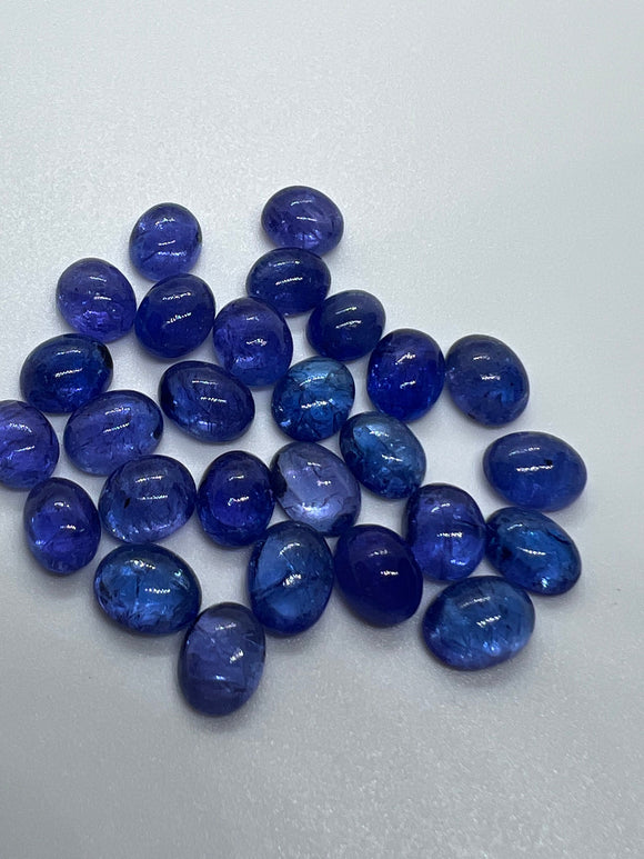 Tanzanite Oval 6X8MM  Cabochon - AAAA Quality Natural Tanzanite Cabs-Tanzanite Loose Stone, pack of 2 pc