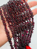 Garnet shape 2X9 mm size center Drill, Length of Strand 16", garnet fancy shape