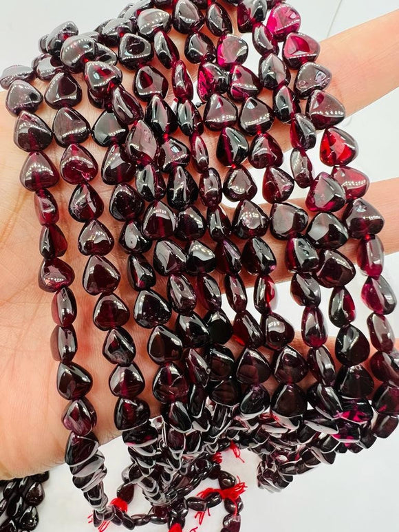 Garnet Heart shape 8 mm size, Length of Strand 16