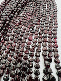 Garnet Heart shape 8 mm size, Length of Strand 16", garnet fancy shape